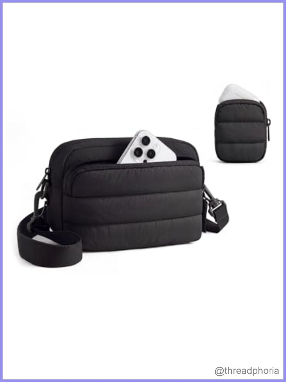 Puffy Hobo Crossbody Bag with Detachable Earbud Pouch Set